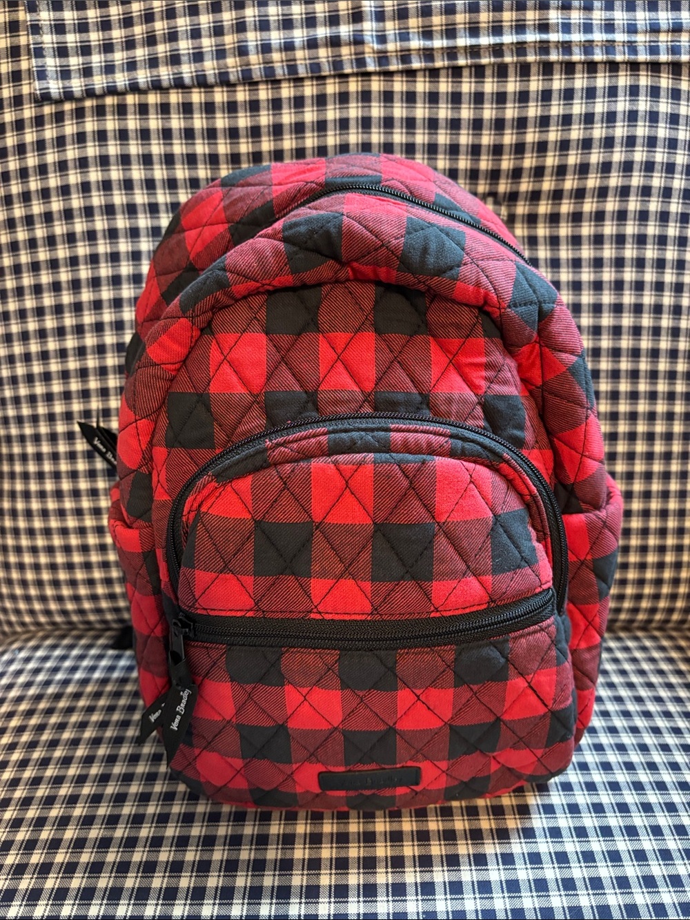 Vera Bradley Buffalo plaid Red and Black Quilted Plaid mini Backpack